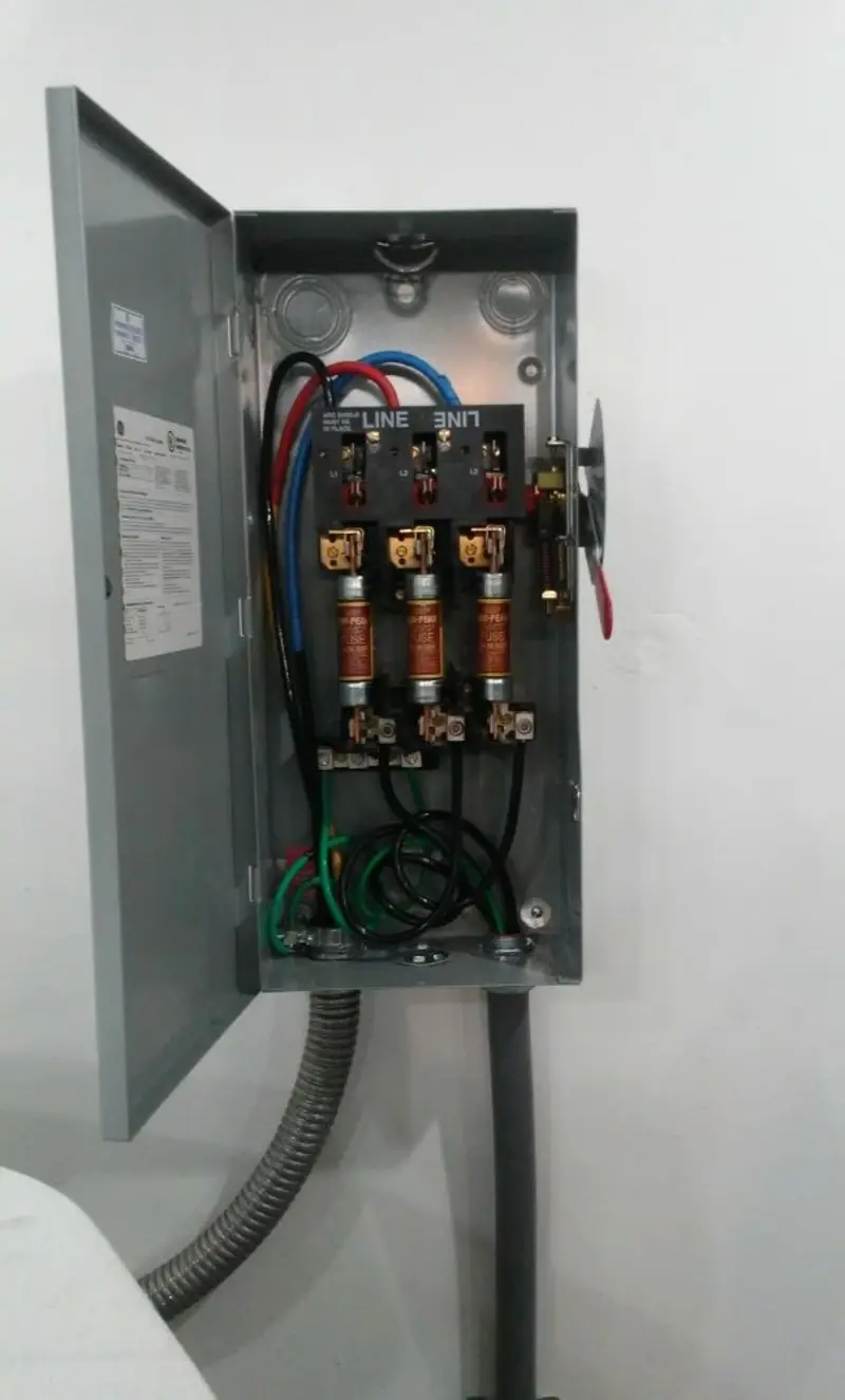Three-phase disconnect switch installed for Smoke Detector Installation in Avon